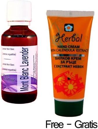 Lavender Oil, Mont Blanc 50ml/1.69 Oz -Lavandula Angustifolia- 40/42 Grade 100% Pure, Undiluted, Therapeutic Grade. Origin France , Shipped Directly From Europe + Free Herbal Cream with Your Order