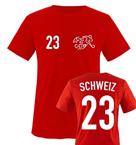 EM 2016 – TRIKOT – EM 2016 – SCHWEIZ – 23 – Kinder T-Shirt – Rot / Weiss Gr. 122-128