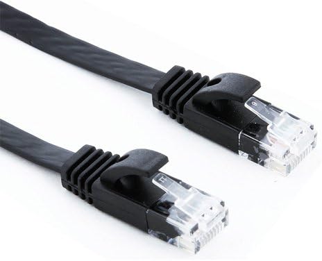 Flat Cat6 Ethernet Cable, Flat Internet Network Cable, Cat6 Ethernet Patch Cable, Cat 6 Computer Cable With Snagless RJ45 Connectors - 100 Feet (Black)
