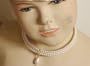 Three Strands Simulated Fine Ivory Beads Choker Necklace Earrings for Teens