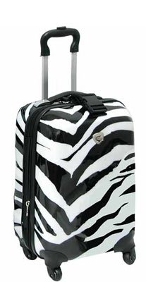 International Traveller Shiny Zebra 19 Expandable Polycarbonate Hardside Carryon Spinner