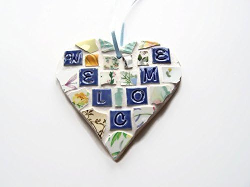 Welcome Sign - China Mosaic Hanging Heart