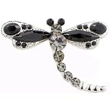 Black Dragonfly Insect Austrian Crystal Pin Brooch