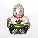 Pack of 2 NHL Minnesota Wild Hockey Snowman Glass Christmas Ornaments 5.5"