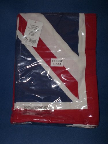 6 Union Jack Kitchen Towels Torchon 50x70cm Cotton