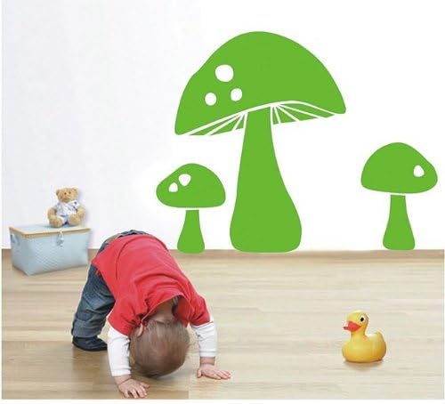 Newdecor Home Decor Mural Vinyl Pretty Wall Sticker Kids Nursery Room Wall Art Decal Paper Green Mushroom