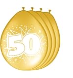 8 GOLD LUFTBALLONS ZAHL 50 GOLDENE HOCHZEIT