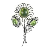 Certified Genuine Caribbean Amber and Sterling Silver Flower Pin