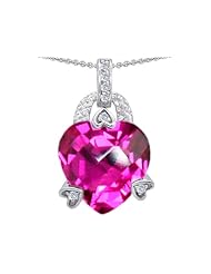 Original Star K (tm) Large 13mm Heart Shaped Created Pink Sapphire Designer Pendant in .925 Sterling Silver