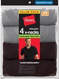 4-Pack HanesComfort Soft Dyed V-Neck T 7765AS, Black and Grey, M