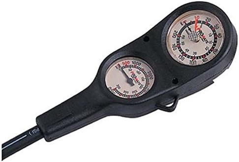 Scuba Dive 2-gauge Console - Brass SPG Thermometer + Depth Gauge PSI & Metric