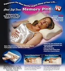 Memory Foam Pillow As Seen on TV Contours to Your Neck and Head for Total Support and Comfort