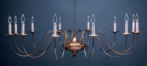 Northeast Lantern 951-RB-LT12 Hanging S-Arms Raw Brass 12 Candelabra Sockets ChandelierCollection