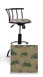1 Black Metal Adjustable Bar Stool with John Deere Cushion Seat
