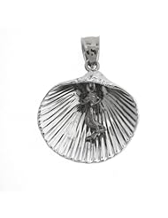 Clevereves 14K White Gold Pendant Two Tone Shell with Mermaid 11.4 - Gram(s)