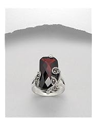 Red CZ Ring In 92.5 Sterling Silver