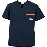 Scrub Dudz Denver Broncos Solid Print Scrub Top Large