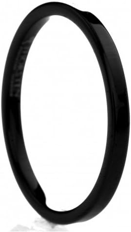 Polished Pipe Cut Black Tungsten Carbide Ring 2 mm