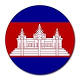 Cambodia Flag Round Mouse Pad