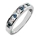 Jewelry : 10k White Gold Princess Cut Blue and White 7-Stone Kite Set Diamond Band (1/4 cttw, I-J Color, I2-I3 Clarity)