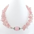 Handmade Pink Rose Quartz & Antiqued Silver Beaded Bracelet