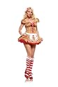Christmas Sexy Miss Santa Claus Dress Outfit Costume Red Peasant Top Peppermint Candy Apron Leg Avenue by Fenvy