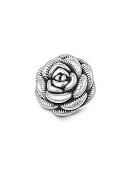 Sterling Silver Flower Rose Love Marriage Pendant Gift Charm Pure 925 New 21mm with 1.2mm Rope Chain