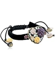 Betsey Johnson "Fabulous Flowers" Flower Heart Friendship Bracelet, 11"