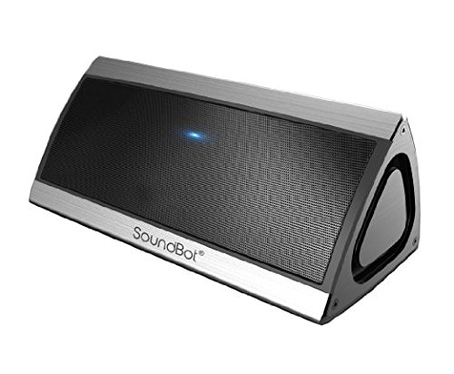 SoundBot SB520 3D HD Bluetooth 4.0 Wireless Speaker for 15 Hours Music Streaming & Hands-Free Calling with Passive Sub Woofer, Built-in Mic, 3.5mm Audio Port (Silver)