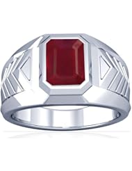 18K White Gold Emerald Cut Ruby Solitaire Ring