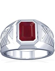 14K White Gold Emerald Cut Ruby Solitaire Ring