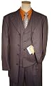 Steve Harvey Grey with Rust Stripes Super 120's Wool Vested Wideleg Suit By Zanetti