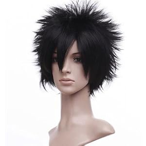 Spiky Black Short Length Anime Cosplay Wig Costume