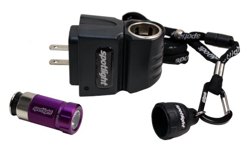 Spotlight Home Helper Kit Rechargeable LED Vehicle Light with Lanyard and A/C Wall Charger (Purple)