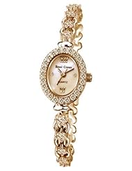 Gemorie Women Fashion Oval Shape Watch with Jewelry Band in Rose Gold Plating (128998-RG)