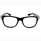 Buch: nerd Schwarze Retro Wayfarer Sonnenbrille Nerd Brille klar clear mit Flexbügel V 816B