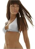 Vitamin A Silver Metallic link luxe halter bikini top