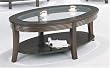 Cappuccino Finish Ribbed Apron Coffee Table with Glass Top By Coaster Furniture