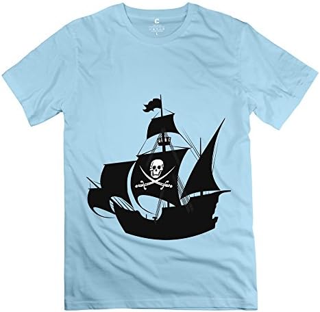 TTshirts Men's Tee Pirate Ship Wall Art Sticker 28 Size S SkyBlue