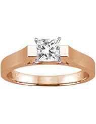 0.60 Ct Princess H/I I1 Diamond 14K Rose Gold Solitaire Ring