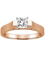 0.50 Ct Princess H/I SI1/SI2 Diamond 18K Rose Gold Solitaire Ring