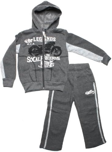 CONEY ISLAND Boys 4-7 Grey Fleece Motorcycle Sweatshirt & Pants Set