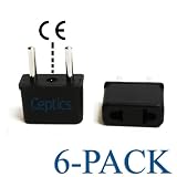 Ceptics High Quality USA to Europe Asia Plug Adapter - CE Certified - RoHS Compliant - 6 Pack