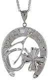 Sterling Silver 2 3/4″ (70 mm) Diamond Cut Good Luck Pendant