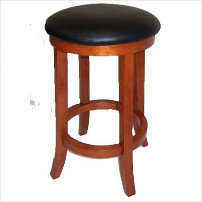 Counter Stool Cushions 24"H Counter Height Stool with Black Cushion Seat in Cherry Finish