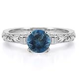 1 Carat London Blue Topaz Art Deco Gemstone Ring