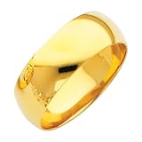 14K Yellow Gold 7mm Plain Wedding Band Ring for Men & Women (Size 4 to 12)
