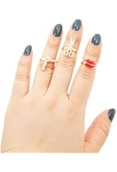 3 Piece Multi Style Midi Ring Set / AZRIMF102-GRD