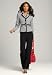 metrostyle Tipped Tweed Pantsuit (BLACK MULTI,8)