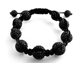 Black 12mm Swarovski Crystal Hip Hop Style Disco Ball Bead Shamballa Bracelet